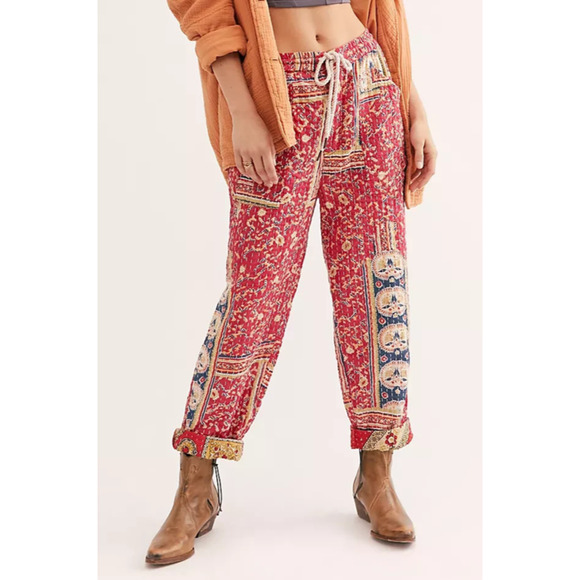 Free People Road Again Slouchy Tapestry Quilt Patchwork Style Pants Boho Size XS - Picture 1 of 16